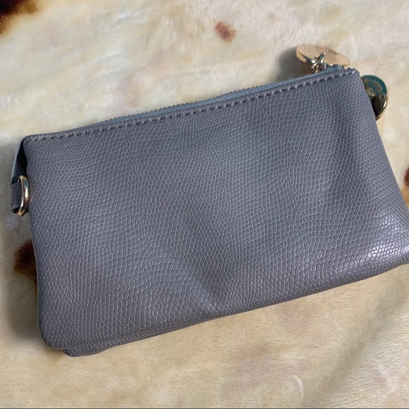 Deux lux clutch wristlet wallet bag gray no strap - Picture 3 of 8